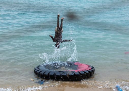 Somali children playing in the sea, Sahil region, Berbera, Somaliland