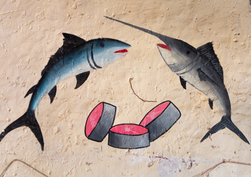 Mural in a fisherman shop, Sahil region, Berbera, Somaliland