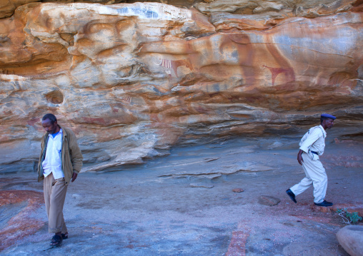 Police escort in laas geel rock art caves, Woqooyi Galbeed region, Hargeisa, Somaliland