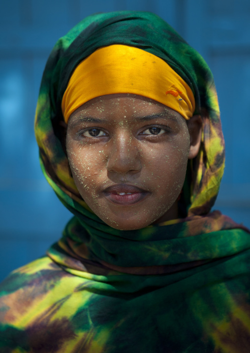 Portrait Of A Teenage Girl Wearing Qasil On Her Face, Berbera, Somaliland