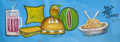 A Painted Sign Advertising For A Fast Food Restaurant, Somaliland