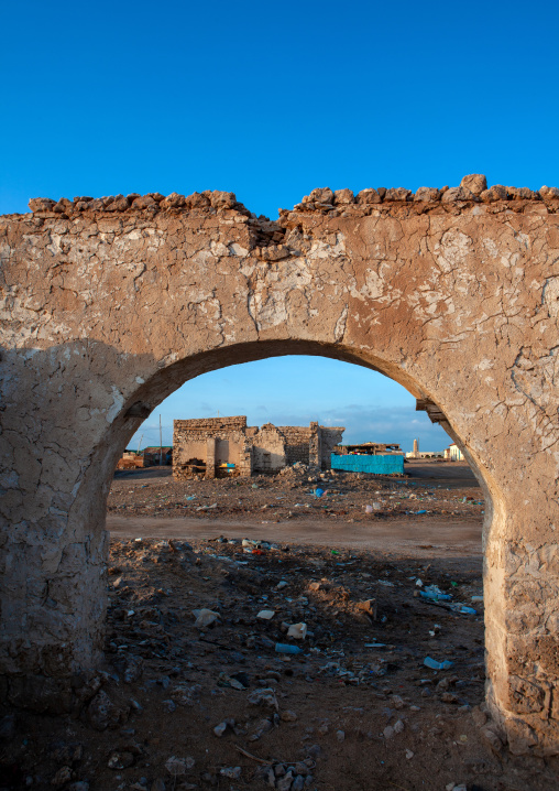 Ruins of a house in the old town after the somalian civil war, Awdal region, Zeila, Somaliland