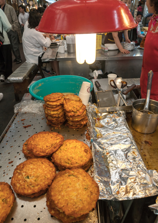 Pajeons in gwangjang traditional market, National capital area, Seoul, South korea