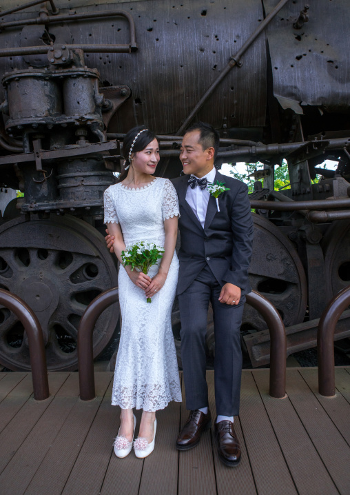 North korean defector joseph park with his south korean fiancee called juyeon on the north and south korea border, Sudogwon, Paju, South korea