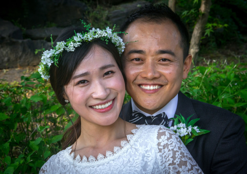 North korean defector joseph park with his south korean fiancee called juyeon on the north and south korea border, Sudogwon, Paju, South korea