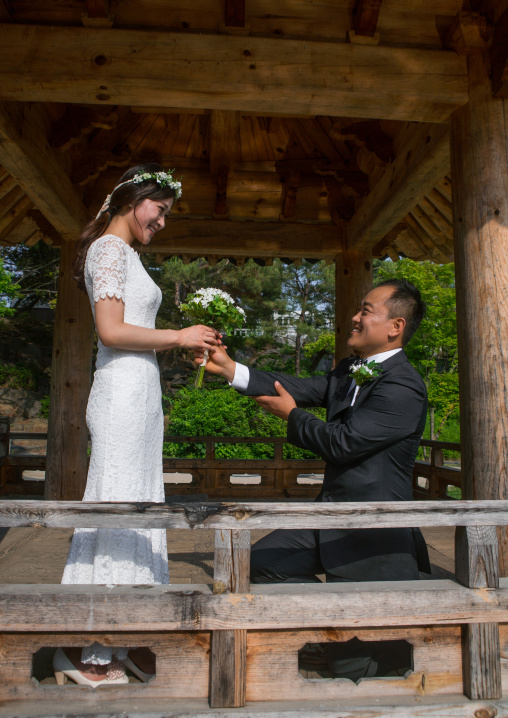 North korean defector joseph park with his south korean fiancee called juyeon on the north and south korea border, Sudogwon, Paju, South korea