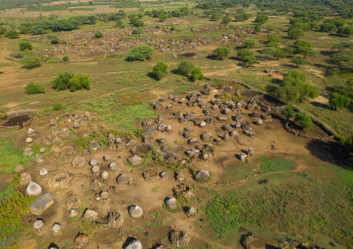 Aerial view of a Toposa traditional village, Namorunyang State, Kapoeta, South Sudan