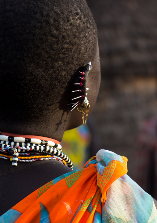 Toposa tribe woman Earrings, Namorunyang State, Kapoeta, South Sudan