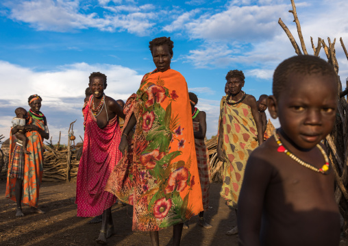 Toposa tribe women in traditional clothing, Namorunyang State, Kapoeta, South Sudan