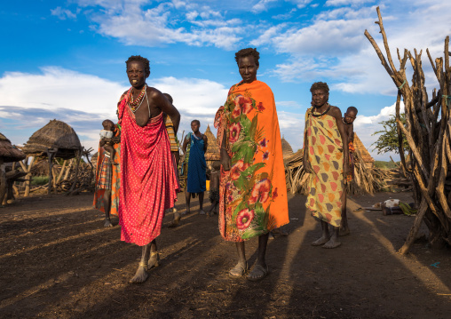 Toposa tribe women in traditional clothing, Namorunyang State, Kapoeta, South Sudan