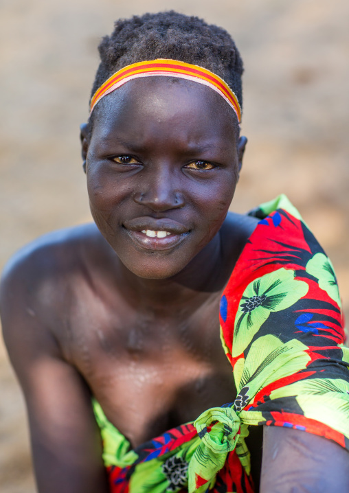 Portrait of a smiling Larim tribe woman, Boya Mountains, Imatong, South Sudan