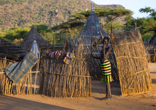 Woman in a Larim tribe traditional village, Boya Mountains, Imatong, South Sudan