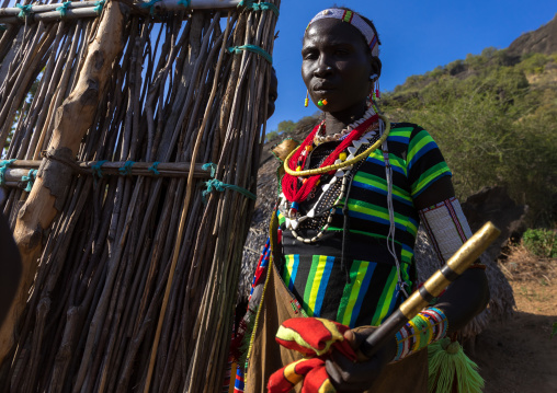 Larim tribe woman during a wedding celebration, Boya Mountains, Imatong, South Sudan