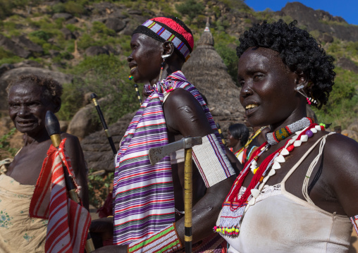 Larim tribe women dancing during a wedding celebration, Boya Mountains, Imatong, South Sudan