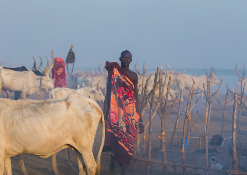 Mundari tribe man in a cattle camp, Central Equatoria, Terekeka, South Sudan