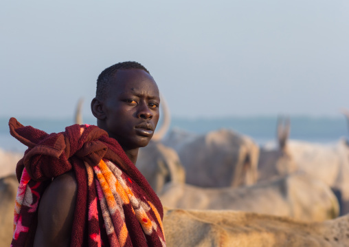 Mundari tribe man in a cattle camp, Central Equatoria, Terekeka, South Sudan
