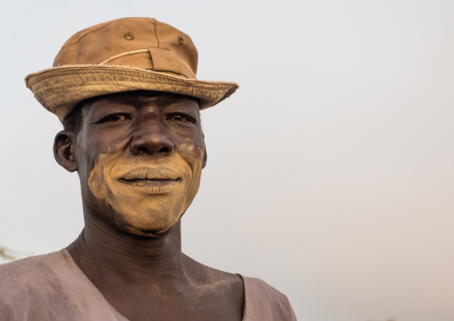Portrait of a Mundari tribe man with a hat, Central Equatoria, Terekeka, South Sudan