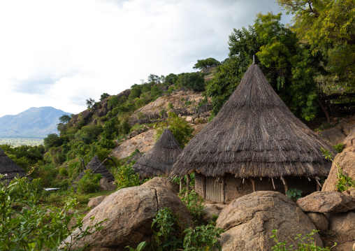 Lotuko tribe village with thatched houses, Central Equatoria, Illeu, South Sudan