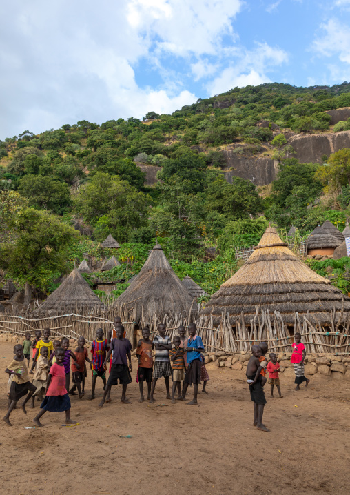 Lotuko tribe children in a village, Central Equatoria, Illeu, South Sudan