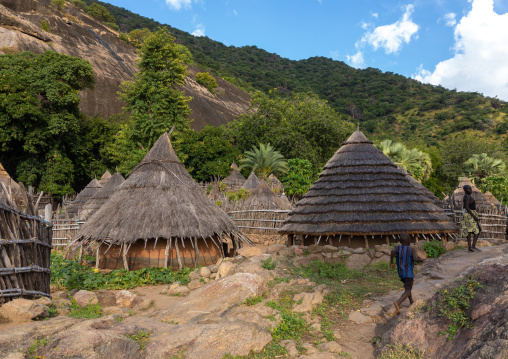 Lotuko tribe village with thatched houses, Central Equatoria, Illeu, South Sudan