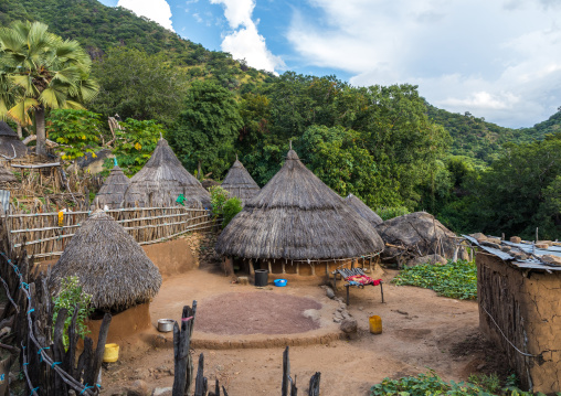 Lotuko tribe village with thatched houses, Central Equatoria, Illeu, South Sudan