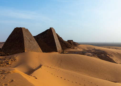 Pyramids of the kushite rulers at Meroe, Northern State, Meroe, Sudan
