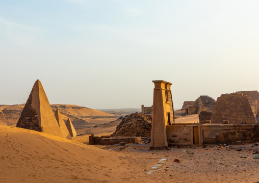 Pyramids of the kushite rulers at Meroe, Northern State, Meroe, Sudan
