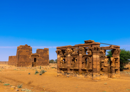The roman kiosk and the temple of Apedemak, Nubia, Naqa, Sudan