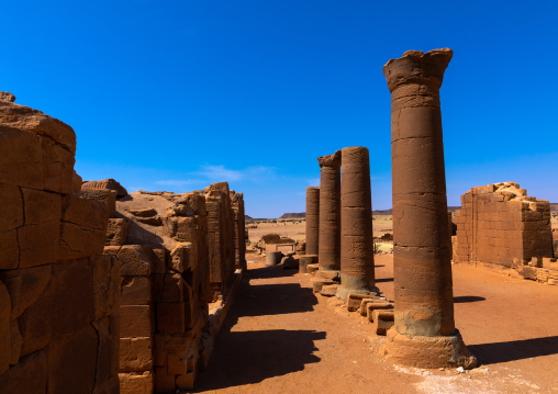 Columns in the great enclosure in Musawwarat es-sufra meroitic temple complex, Nubia, Musawwarat es-Sufra, Sudan