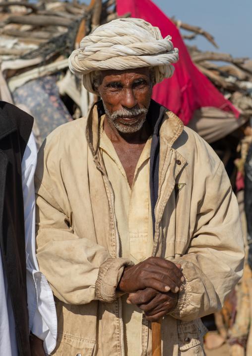 Portrait of a Beja tribe old man, Red Sea State, Port Sudan, Sudan