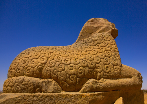 Sudan, Nubia, Naga, ram statue in amun temple rams