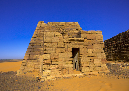 Sudan, Kush, Meroe, pyramids and tombs in royal cemetery
