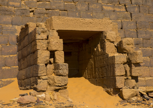 Sudan, Kush, Meroe, pyramid and tomb in royal cemetery