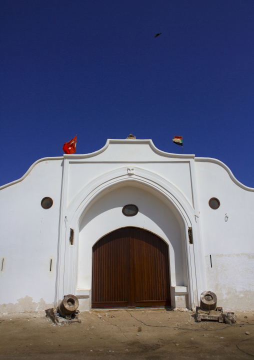 Sudan, Port Sudan, Suakin, renovated building of the gateway to customs