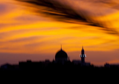 Sudan, Khartoum State, Khartoum, sunset over mosque