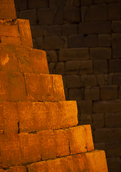 Sudan, Kush, Meroe, detail of the pyramids in royal cemetery