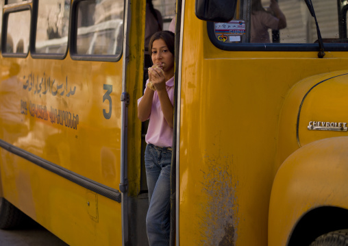 Girl In A School Bus, Aleppo, Aleppo Governorate, Syria