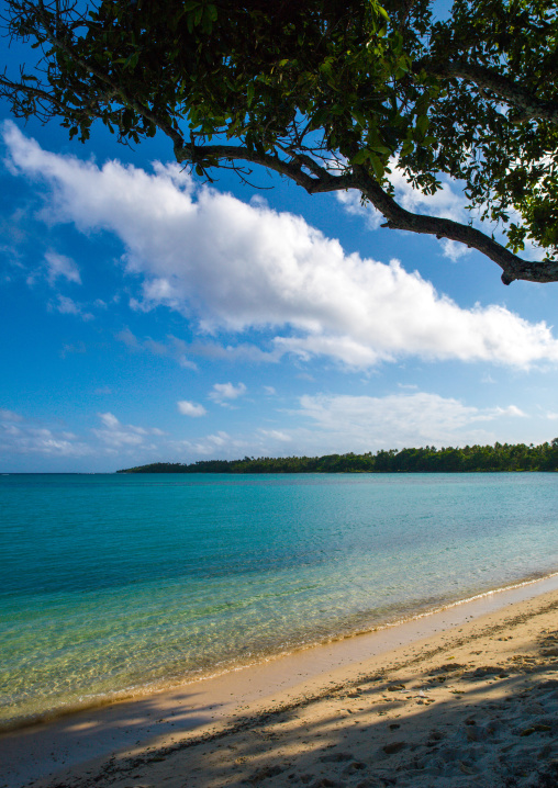 Turquoise water and white sand on a beach, Shefa Province, Efate island, Vanuatu