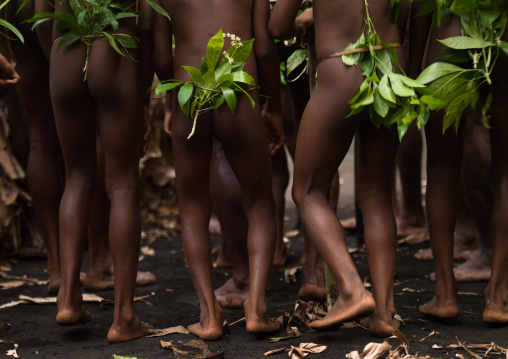 Child boys dancing during a Rom dance, Ambrym island, Fanla, Vanuatu