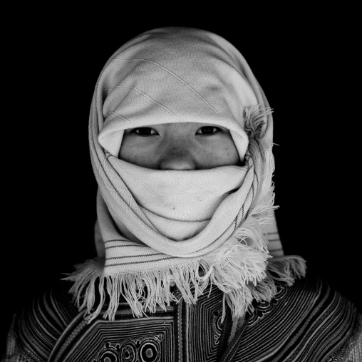 Veiled flower hmong girl, Sapa, Vietnam