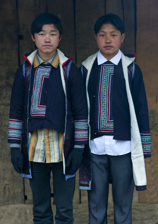 Black hmong boys in traditional clothes, Sapa, Vietnam