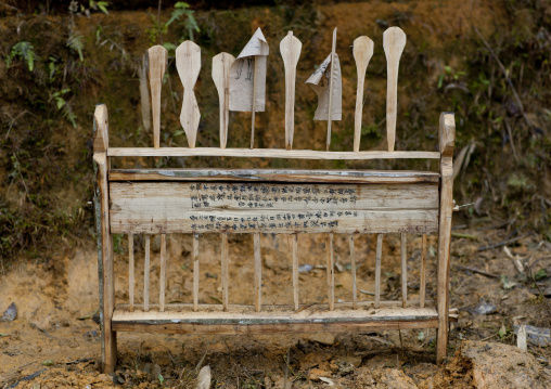 Shamanic sign at the entrance of a red dzao house, Sapa, Vietnam