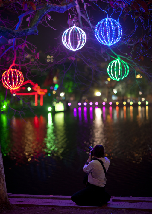 Lanterns on hoan kiem lake, Hanoi, Vietnam