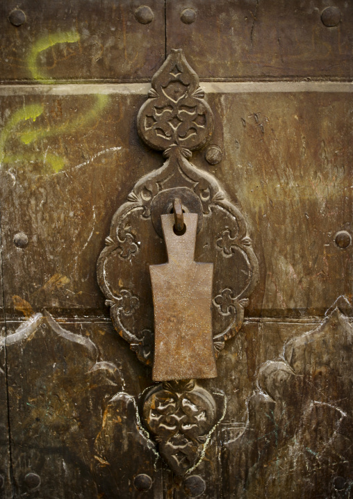 Detail Of A Wooden Door And Its Door Knocker, Sanaa, Yemen