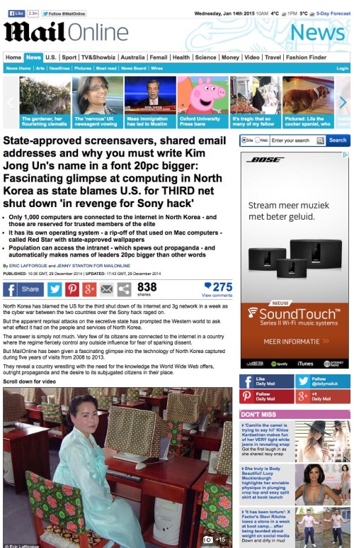 Daily Mail - Internet in North Korea