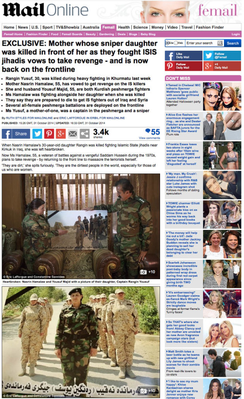 Daily Mail - Peshmerga woman