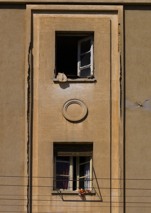 Windows of an old italian building, Central Region, Asmara, Eritrea