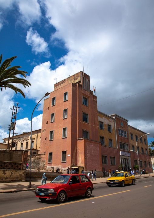 Exterior of old art deco style building from the italian colonial times, Central region, Asmara, Eritrea