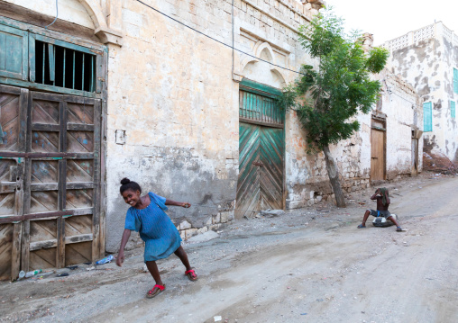 Eritrean children playing in the street, Northern Red Sea, Massawa, Eritrea