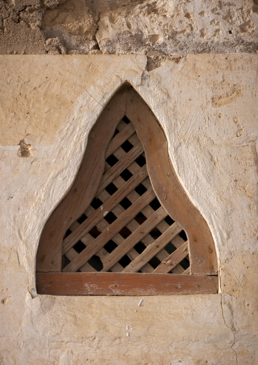 Wooden window in the old palace of haile selassie, Northern Red Sea, Massawa, Eritrea